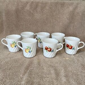 7 Corelle Coordinates “Chutney” Cups Mugs Swirl Stoneware 1990s